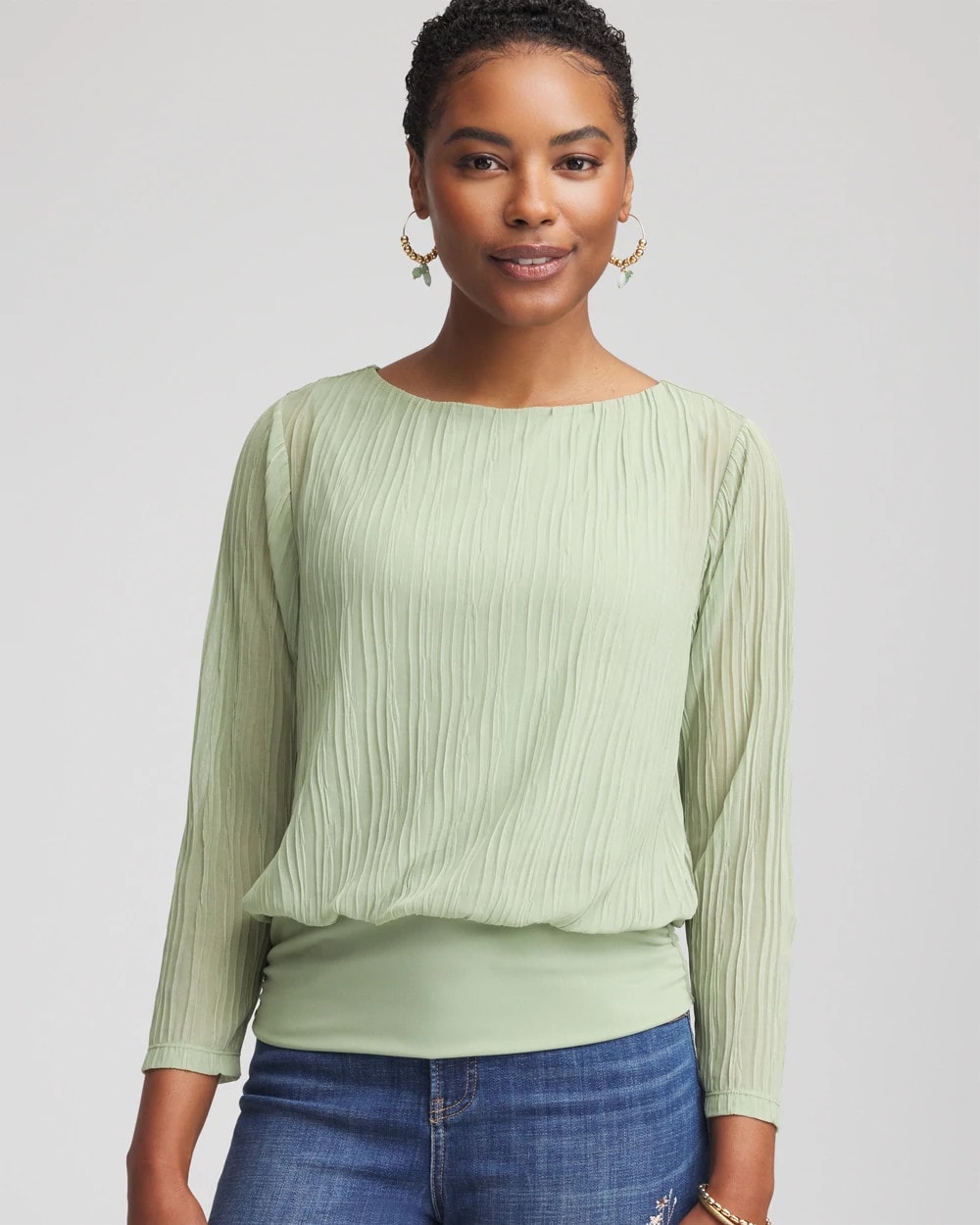 Touch of Cool™ Textured Banded-Hem Top | Chico's